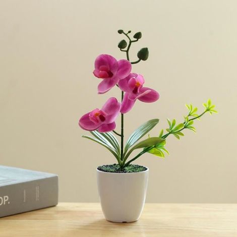 Orchidée Artificielle - Hauteur 26 cm - Pot Diamètre 7,5 cm - Pour Intérieur Salon Chambre Bureau - 1 Pièce