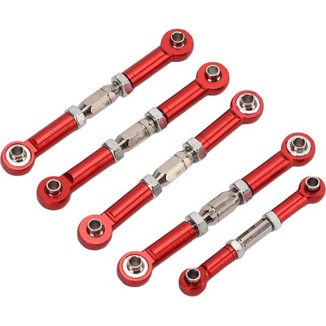 5PCS Biellettes de Direction RC 5mm Diamètre Absorption des Chocs Alliage d'Aluminium pour Voiture Télécommandée Redcat XTE 1/10 Rouge (1/5)