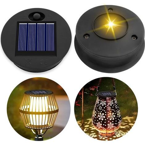 Set mit 2 Solar-LED-Baldachinen, 7 cm, IP44, warmweißes Licht für Gartenlaternen im Außenbereich (1/5)