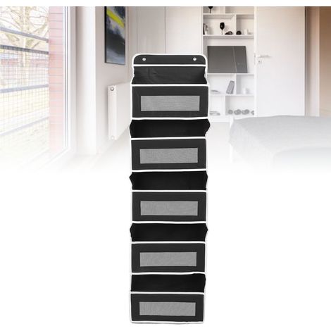 Organisateur de porte suspendu avec 5 compartiments et poches mesh - Support 44lbs - Non woven - Noir - Installation facile (1/5)