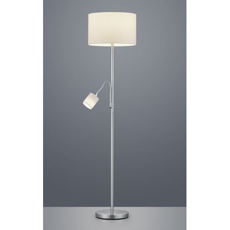 Piantana Hotel Nichel Paralume Tessuto Bianco Con Spot Lettura Trio Lighting