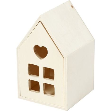 Objet décoratif - Petite maison en bois - 6,7 x 6,7 x 10,8 cm - Intérieur - Mixte