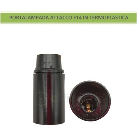 Portalampada per lampadina attacco piccolo E14 nero in termo plastica 250V (1/2)