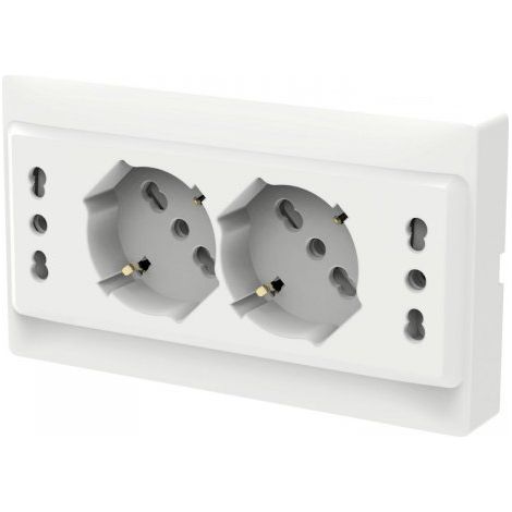 Multipresa Da Incasso Scatola 503 Bianco Lucido, 2 Prese Schuko Universale P40 + 2 Prese Bipasso Italiano 10/16A, 140X80X23mm