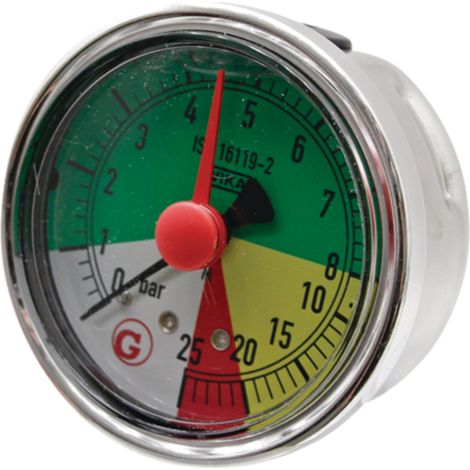 Manómetro trasero de glicerina 0-25 BAR G 1/4" 63 mm