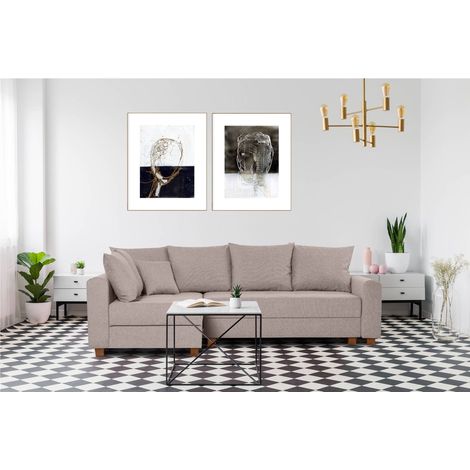 KONSIMO REVO Ecksofa 3-4 Sitzer, Schlaffunktion, Beige (1/5)