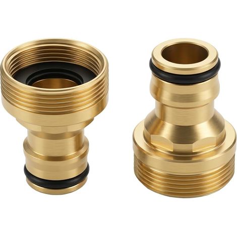 Lot de 2 Universel Adaptateur Robinet Cuisine Laiton 22mm 24mm Connecteur Rapide Tuyau pour Mitigeur, Arrosage Raccord Anti-Fuite pour Évier Jardin Salle de Bain (Doré) (1/5)