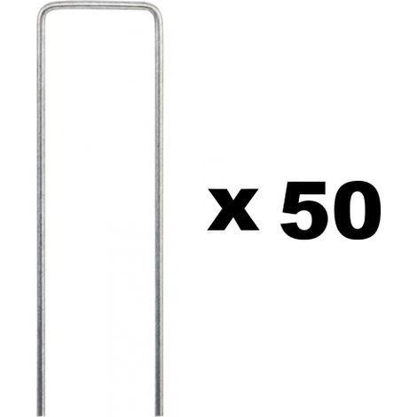 Paquete de 50 piquetas de fijación para jardín de acero galvanizado - 30 x 200 mm