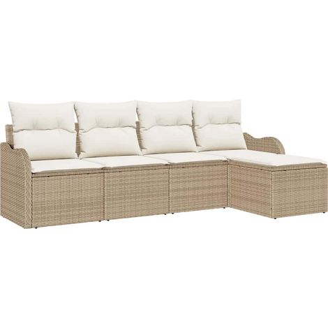 Maison Exclusive - Set Divano da Giardino con cuscino 5 pcs Beige Poly Rattan