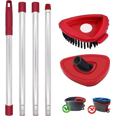 Broom Accessory Kit, 4-Section Telescopic Handle, Red Brush Head, For Vileda Turbo (1/5)