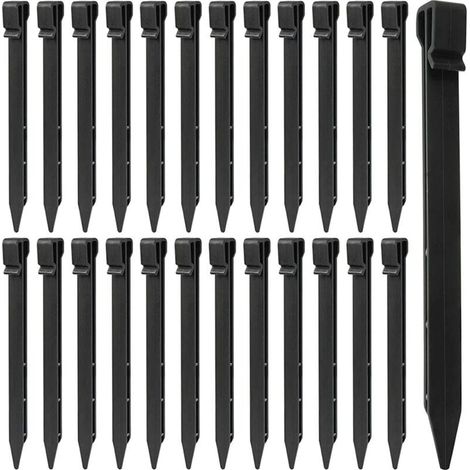 LATERN - 25 estacas de plástico para el suelo, 25 cm, resistentes, para bordes de paisajismo, carpas, terrazas, césped, jardines al aire libre (negro) (1/4)