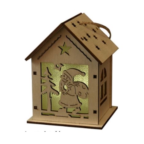 Maison en bois à led antique Bricolage scène de village de Noël en bois Illuminez les décorations de Noël Atelier de Noël avec éclairage scène de village cadeau Père Noël 7 7 9cm (1/2)