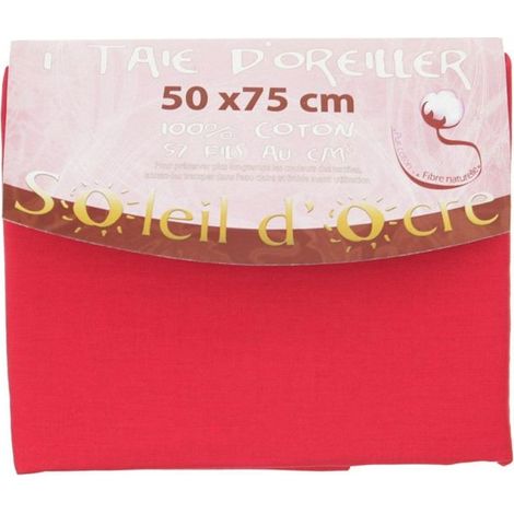 Taie d'oreiller rectangle US 50x75 cm en coton uni 57 Fils SOLEIL D'OCRE rouge (1/5)