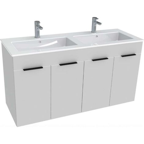 Jika Cube - Mueble con lavabo doble, 118x42x62 cm, blanco H4536611763001