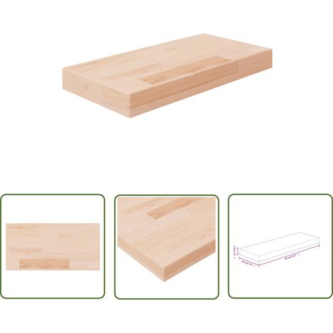 The Living Store Panneau d'étagère 40x20x4 cm Bois de chêne massif non traité - Etagere Murale - Étagère Bois Chêne - Rangement Mural - Décoration Murale - Meuble Rustique (1/4)