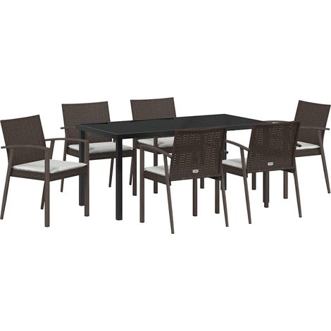 Maison Exclusive - Set da Pranzo per Giardino 7 pcs Marrone e Nero Rattan in PE (1/5)