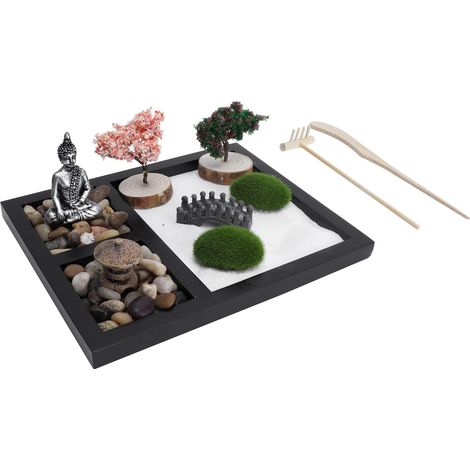 Table de Sable Zen avec Bouddha - Bac à Sable Japonais pour Décoration de Bureau et Méditation (1/5)