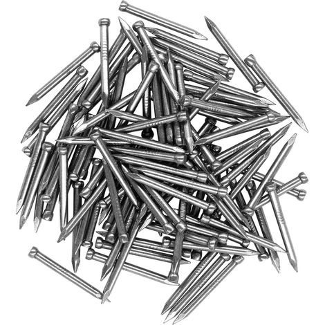 Ensemble de clous en acier au carbone (100 pièces), clous galvanisés pour accrocher des images et travailler le bois, clous en acier pour béton pour plinthes et travail du bois (25 mm) (1/3)