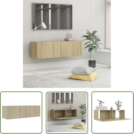 Meuble TV pour Salon - Armoire TV Chêne sonoma 100x30x30 cm Aggloméré BV434629 - BonneVie (1/5)