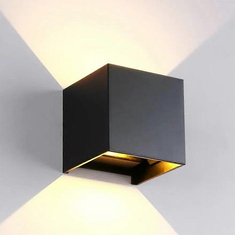 12W Schwarze LED-Wandleuchte, schwarz, für den Innen- und Außenbereich geeignet, nordisch-modernes Design, warmweißes Licht, ideal für Schlafzimmer, Balkon, Garten oder Veranda.