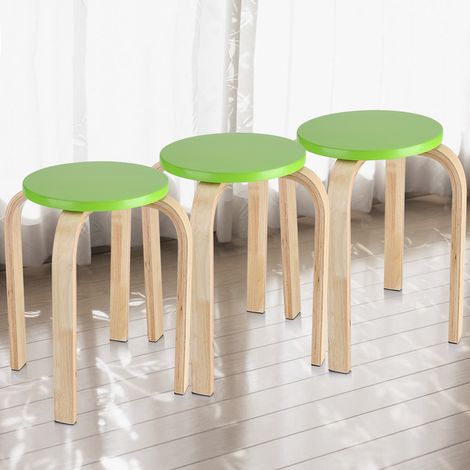 Tabouret empilable antidérapant en bois courbé, couleur bonbon, vert, pour la décoration de la chambre d'enfant (1/5)