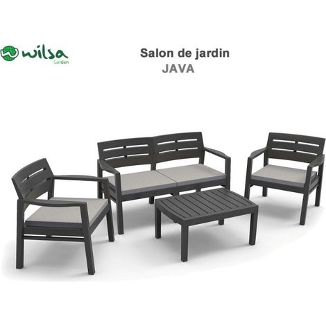 Gartenmöbel Set Java S3 + 2F2 + 1TB Anthrazit Wilsa Garden (1/2)