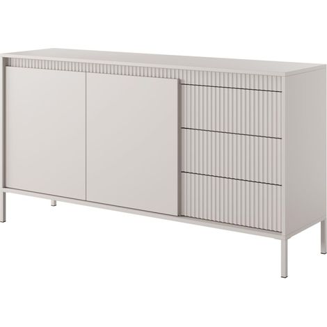 Cassettiera: 3 cassetti, 2 ante, mobile: Cashmere, 81,4 x 153,5 x 39,5 cm (1/5)