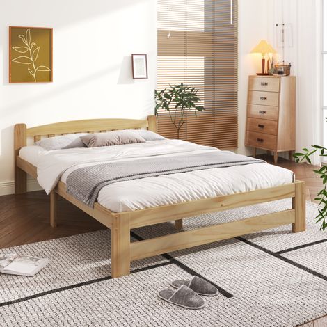 Lit adulte 140x200 en bois massif avec tête de lit HAVRYA (1/5)
