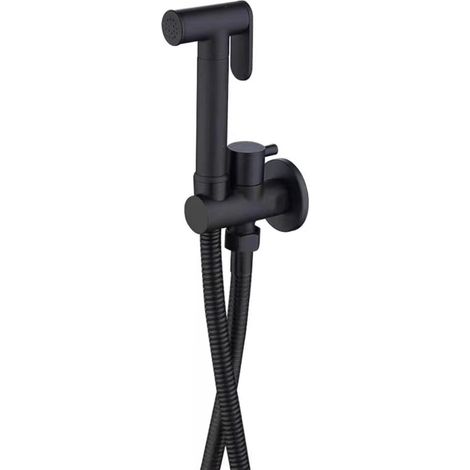Kit de rociador de bidé negro para inodoro, rociador de bidé de latón para montaje en pared, kit de rociador de bidé portátil de alta presión para higiene personal. (1/5)