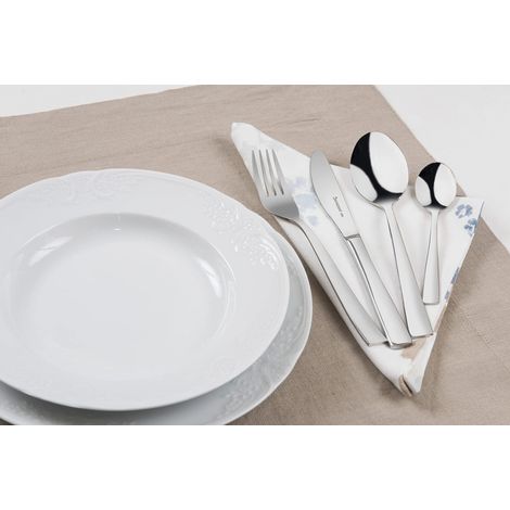Set de Couverts de Table modèle Esmeralda, Monobloc en Acier Inoxydable 18/10, pour 6 Personnes, 24 pièces: 6 fourchettes, 6 cuillères, 6 Couteaux, 6 cuillères à thé, lavables au (1/3)