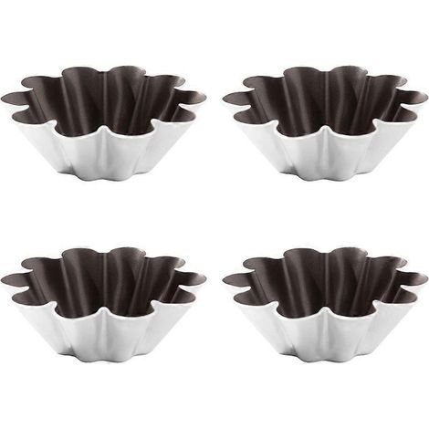 4 Moules à tartelettes en aluminium, petits moules à tarte, 4 pièces, moules de cuisson pour œufs, tasses à pâtisserie (1/4)