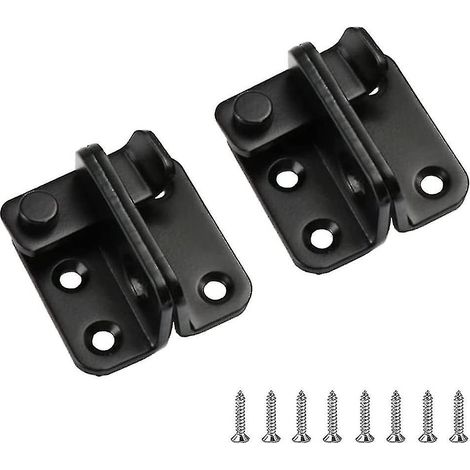 Loquet de porte coulissante, moraillon pour cadenas, crochet antivol, acier inoxydable finition noir mat, lot de 2 (1/3)