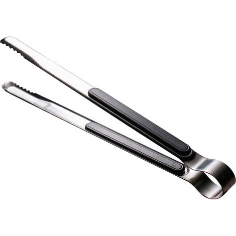 Stainless steel kitchen tongs, easy to clean, teeth, mouth, steak tongs for BBQ, food, 25.5cm, black (1/5)