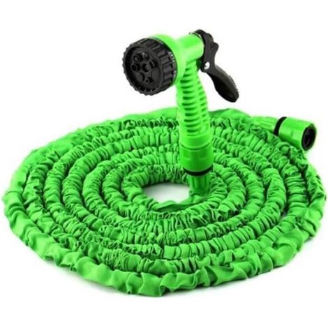 Tuyau d'arrosage, (100FT)/ 30m Tuyau d'arrosage Rétractable + pistolet d'arrosage 7 fonctions(Vert) (1/4)
