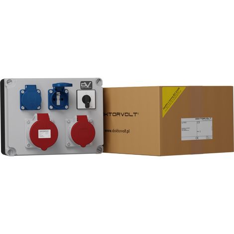 Tableau électrique de chantier avec disjoncteur FRED 32 A, 16 A, 2 x 230 V, prises Mennekes Doktorvolt® DV-9634-F (1/4)