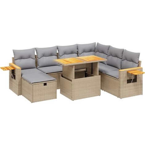 Juego de sofás de jardín con cojines beige 8 pzas ratán PE vidaXL (1/4)