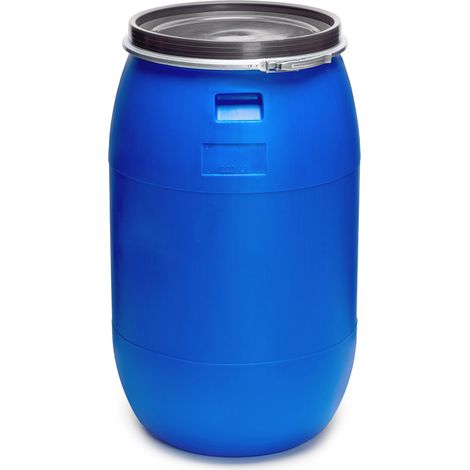 Garronda réservoir d'eau de 220 litres, Baril Alimentaire, fût à Large Ouverture en HDPE et sans BPA, tonneau de Jardin, bac à Aliments pour Animaux, conteneur d'eau, tonneau Universel GD-0078, Bleu