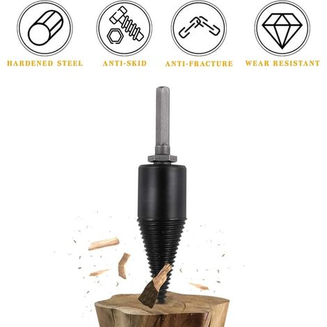 32 mm rajadora de leña, rajadora de madera, broca de alta resistencia, tornillo de taladro, destornillador cónico, rajadora de leña resistente al fuego, cono para partir leña, pequeño (1/4)