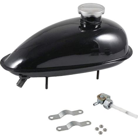Bouchon de robinet d'essence noir de 2 L pour réservoir de vélo motorisé de 49 cc, 50 cc, 60 cc, 66 cc et 80 cc. (1/5)