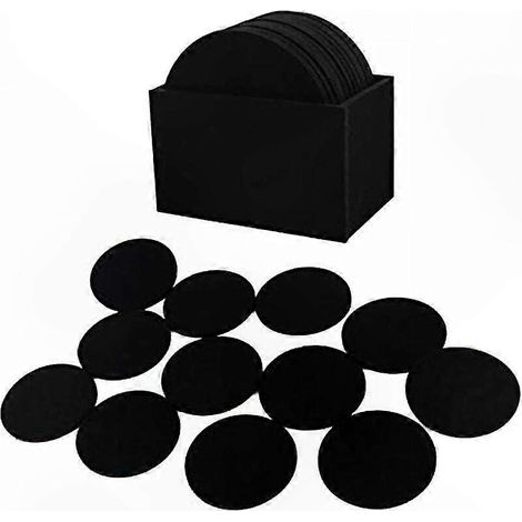 Set de 12 dessous de verre en feutre rond, résistants à la chaleur et antidérapants, pour tasses, verres, boissons, sous-verres de bar, avec boîte de rangement (1/5)