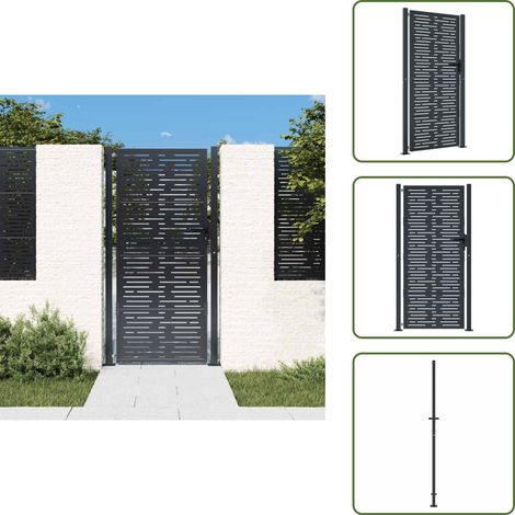 The Living Store Gartentor Anthrazit 100x200 cm Stahl Quadratisches Design - Stahl (1/5)