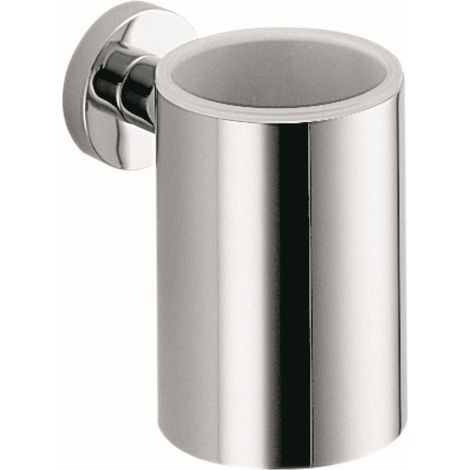 COLOMBO DESIGN Plus porta bicchiere inamovibile vetro satinato interno cromato codice prod: W49020CR (1/2)