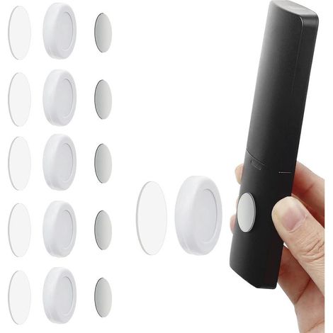 Support magnétique pour télécommande (lot de 5, blanc), fixation murale, organisateur sans perçage, rangement pour fournitures scolaires et de bureau à la maison. (1/5)