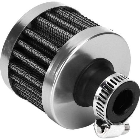 Air Filter Mini Car Air Intake Filter Crankcase Engine Vent Breather Valve Cover Filter Universal 25mm (Silver)