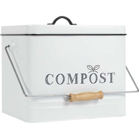 Poubelle à Compost 10L Métal avec Poignée et Couvercle avec Filtre (1/5)