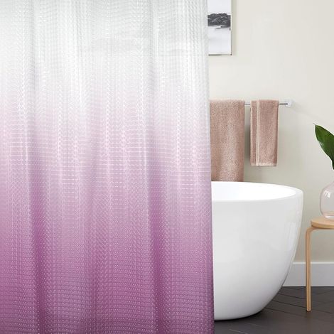 Rideau Douche - PEVA Imperméable, Coupe-Vent, Résistant au Froid, Aimants Lestés au Bas, avec Anneaux de Rideau de Douche, Violet Dégradé, 183 x 183 CM (1/5)