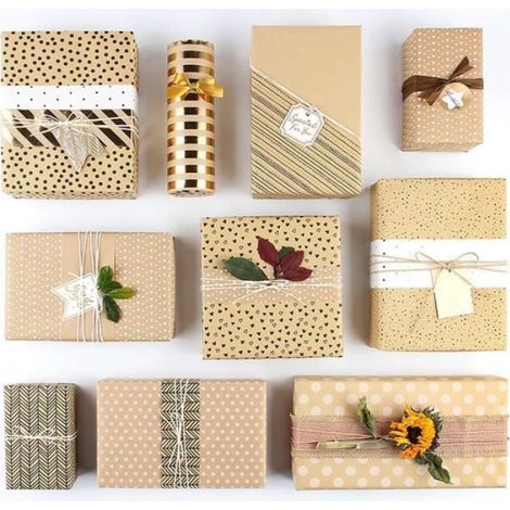 Papier Cadeau - Kraft - 10 Feuilles - 50x70 cm - Biodégradable (1/4)