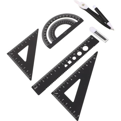Ensemble de règles triangulaires noires en alliage d'aluminium (1 (1/5)