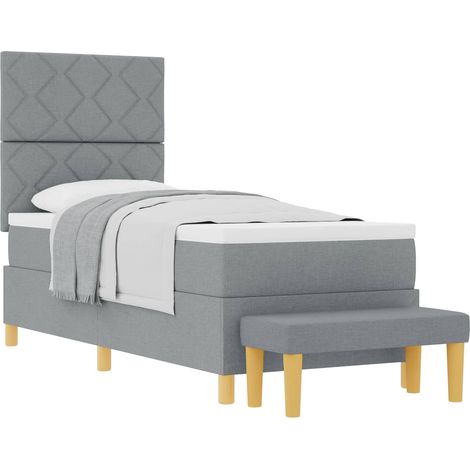 Lit simple  Lit adulte  Lit à ressorts avec matelas Gris clair 80 x 200 cm tissu