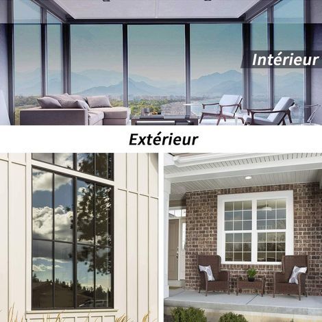 Spiegelnde, selbstklebende Fensterfolie – 90 % Wärmedämmung – Hitzebeständig – Sichtschutz – Maße 40 x 400 cm – Schwarz und silber (PET) (1/4)